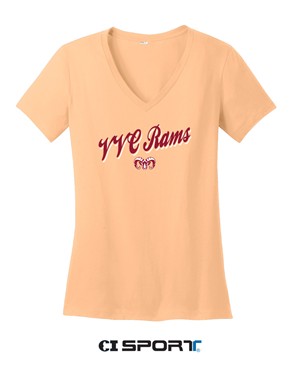 Ladies V-Neck Tee – Peach