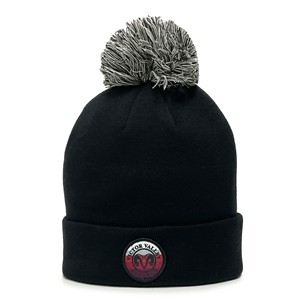 ROLL UP BLK BEANIE W/RAM CIRCLE PATCH