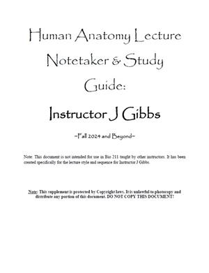 Biology 211 Notetaker J. Gibbs
