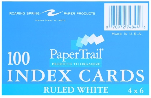 Roaring Spring 74844 Index Cards 4x6 Ruled White